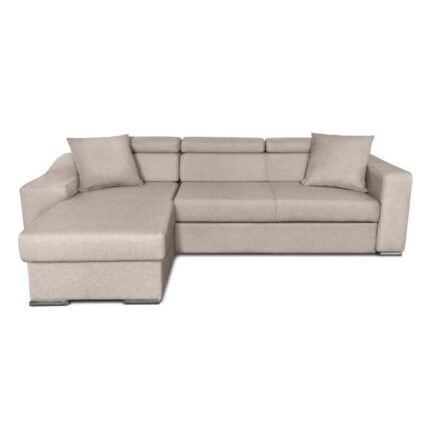 Canapé d'angle STILO réversible, convertible avec coffre et 2 poufs en tissu