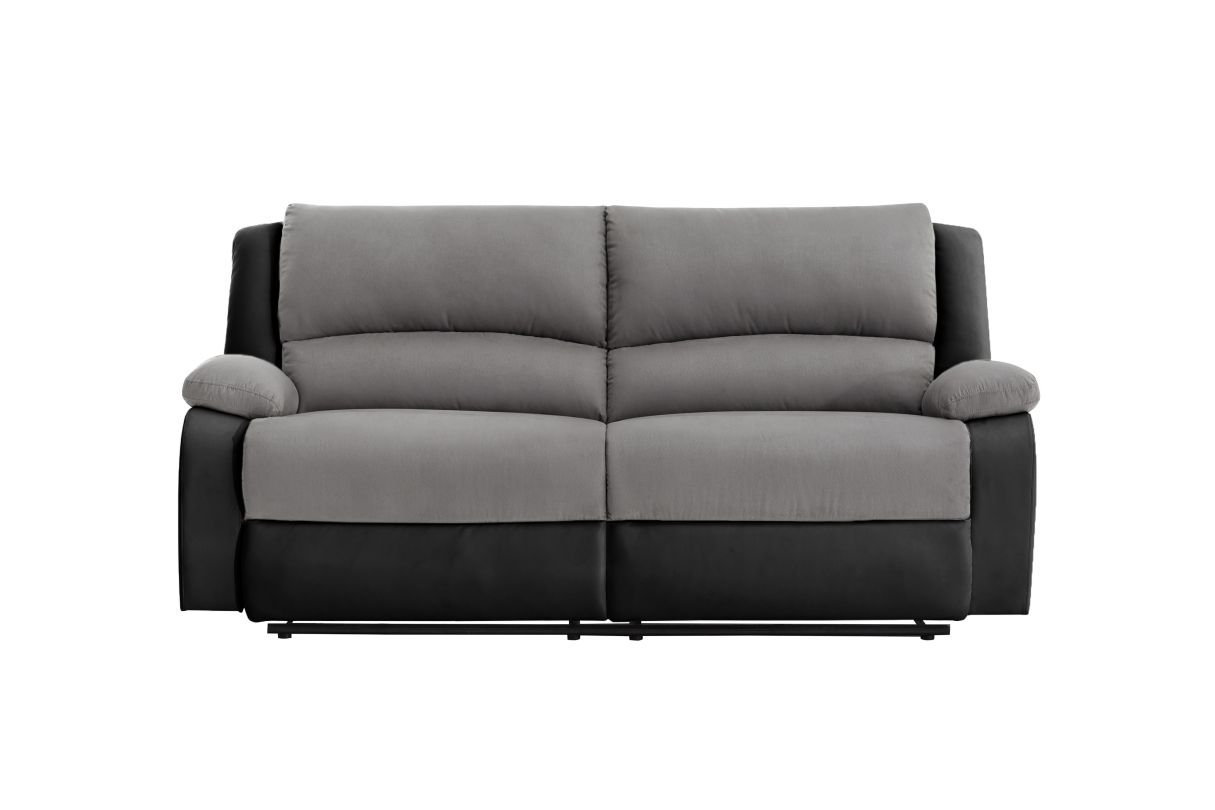 Canapé de relaxation 9121 avec 2 assises XXL en microfibre et simili - Gris/Noir